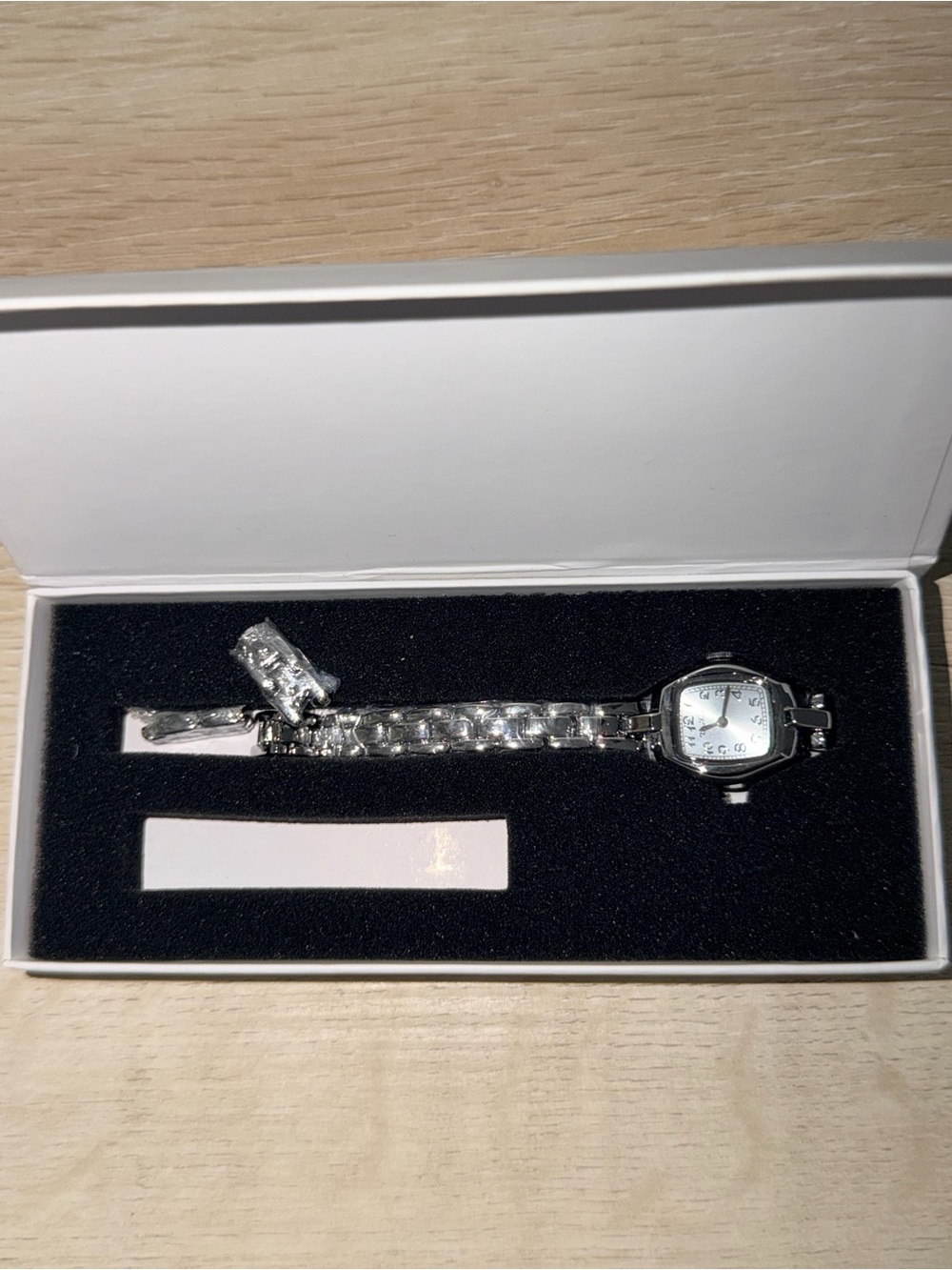 Silver Chain-Link Bracelet Watch with White Dial